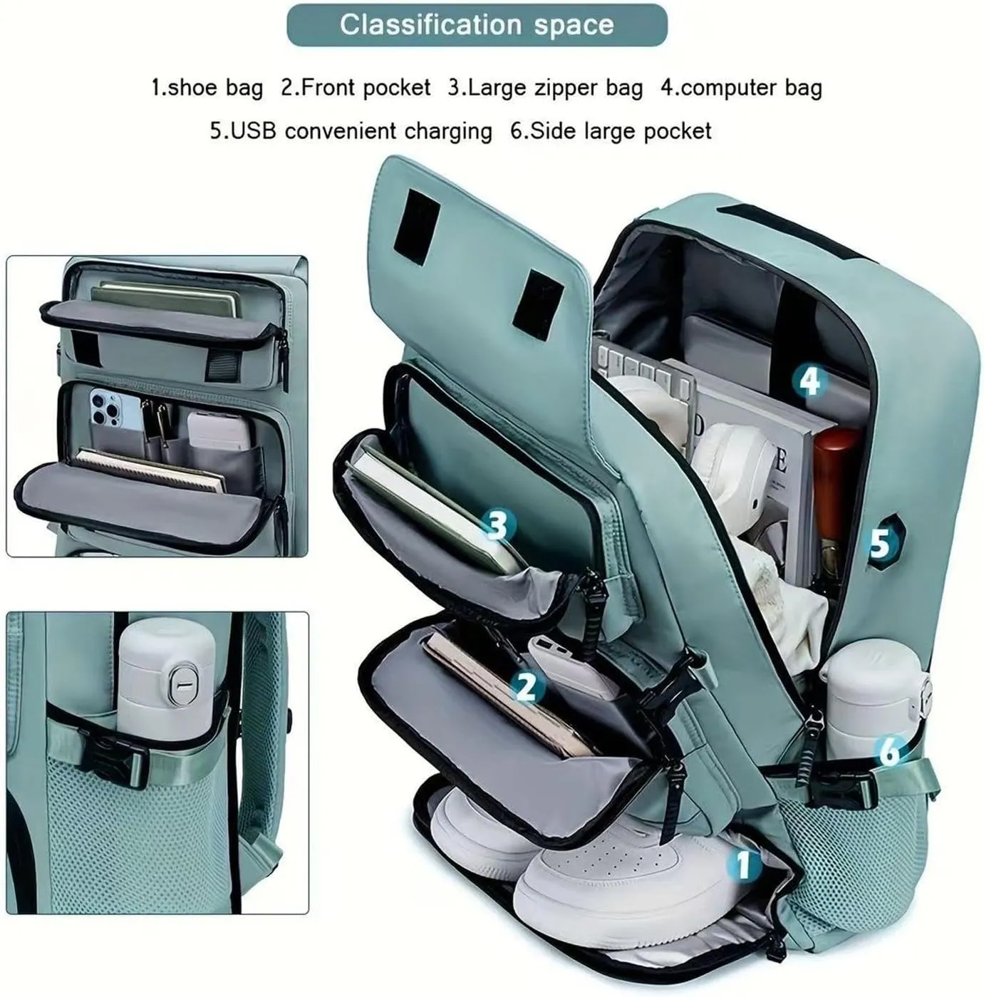 Travel Laptop Backpack Convertible Duffle Backpack 17inch Carry on Backpack for Men Women (Green)