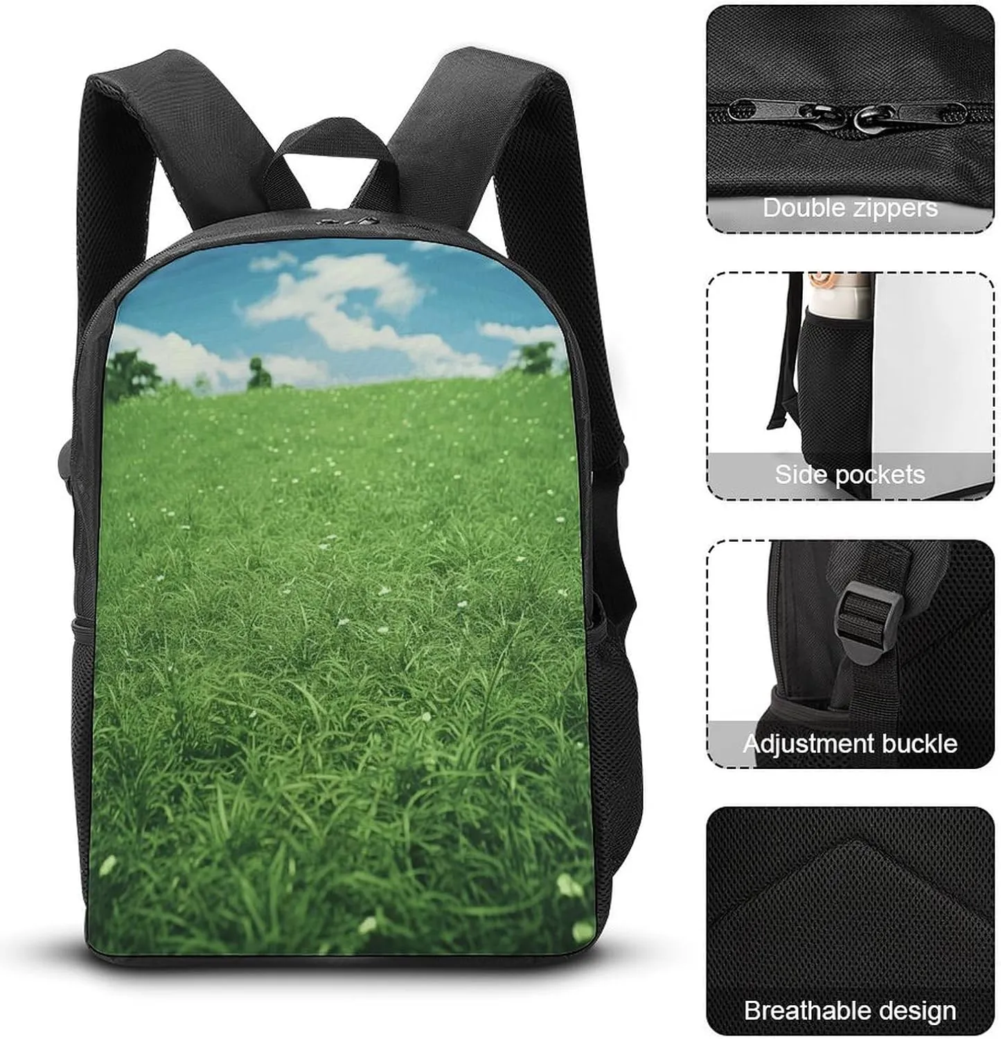 Travel Laptop Backpack Slim Durable Lightweight Back Pack Cute Green Lawn Small Backpack For Women Men