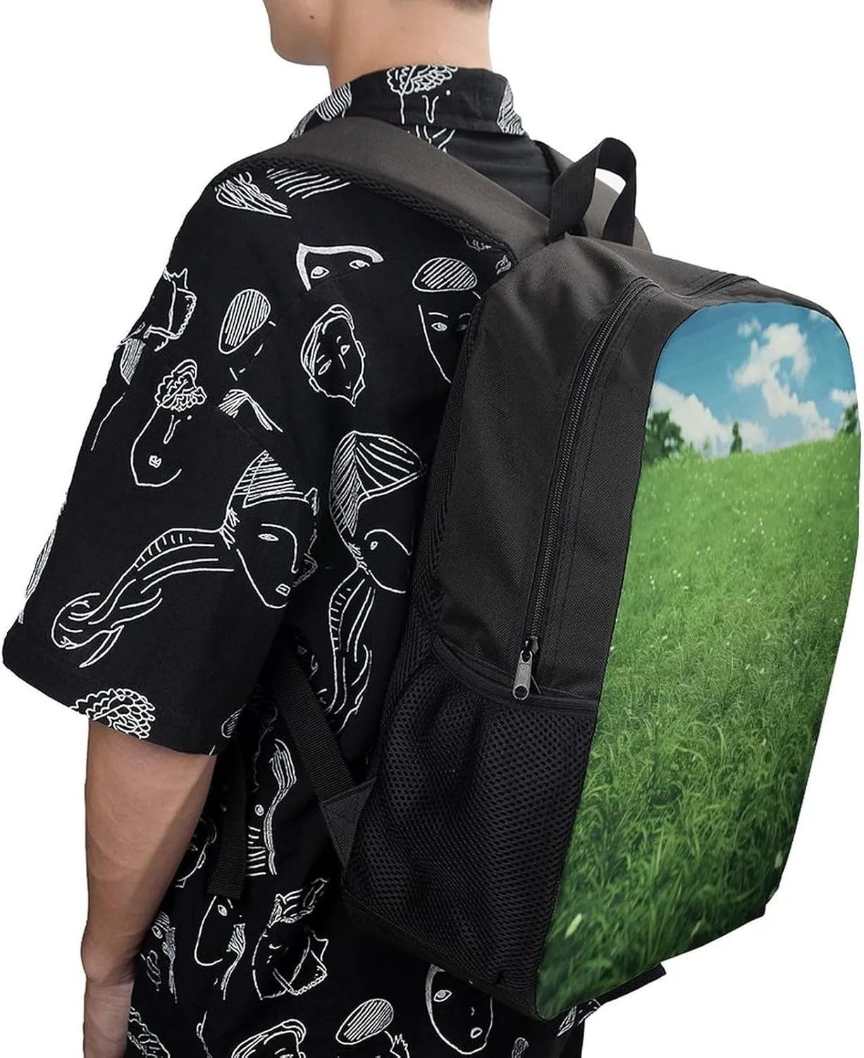 Travel Laptop Backpack Slim Durable Lightweight Back Pack Cute Green Lawn Small Backpack For Women Men