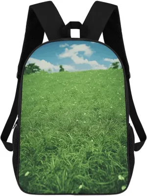 Travel Laptop Backpack Slim Durable Lightweight Back Pack Cute Green Lawn Small Backpack For Women Men