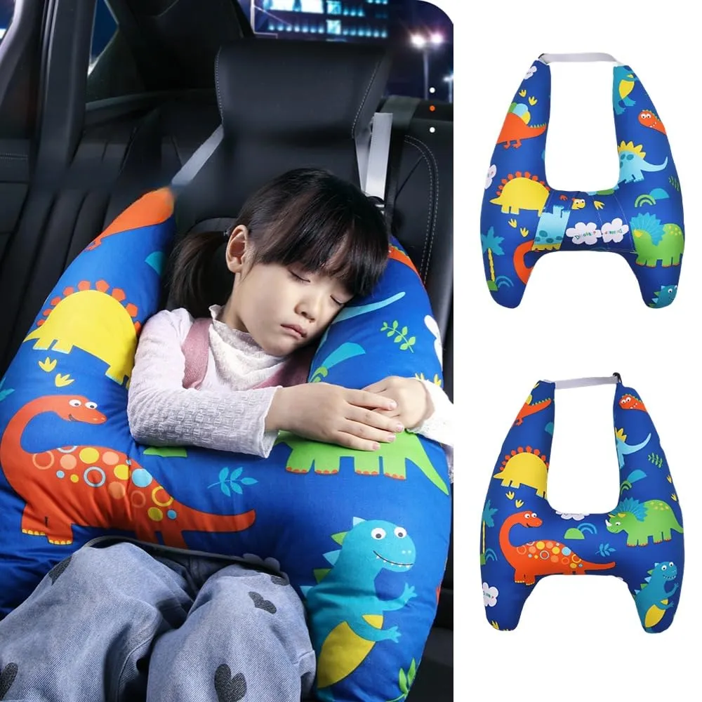 Travel Pillow Car Pillow for Kids 6 Years Old  Kid Car Sleeping for The Back Seat of Car Seat Belt Adjuster Neck Shoulder Support on Road Trips Cartoon Anime Gift Ideas(Dinosaur)