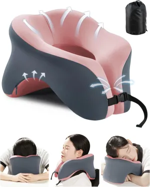 Travel Pillow for Airplanes with 360 Head Support,Memory Foam 2-in-1 Neck Pillow Airplane,Travel Neck Pillow with Storage Bag,Adjustable Clasp for Travel,Home,Office,and Gaming