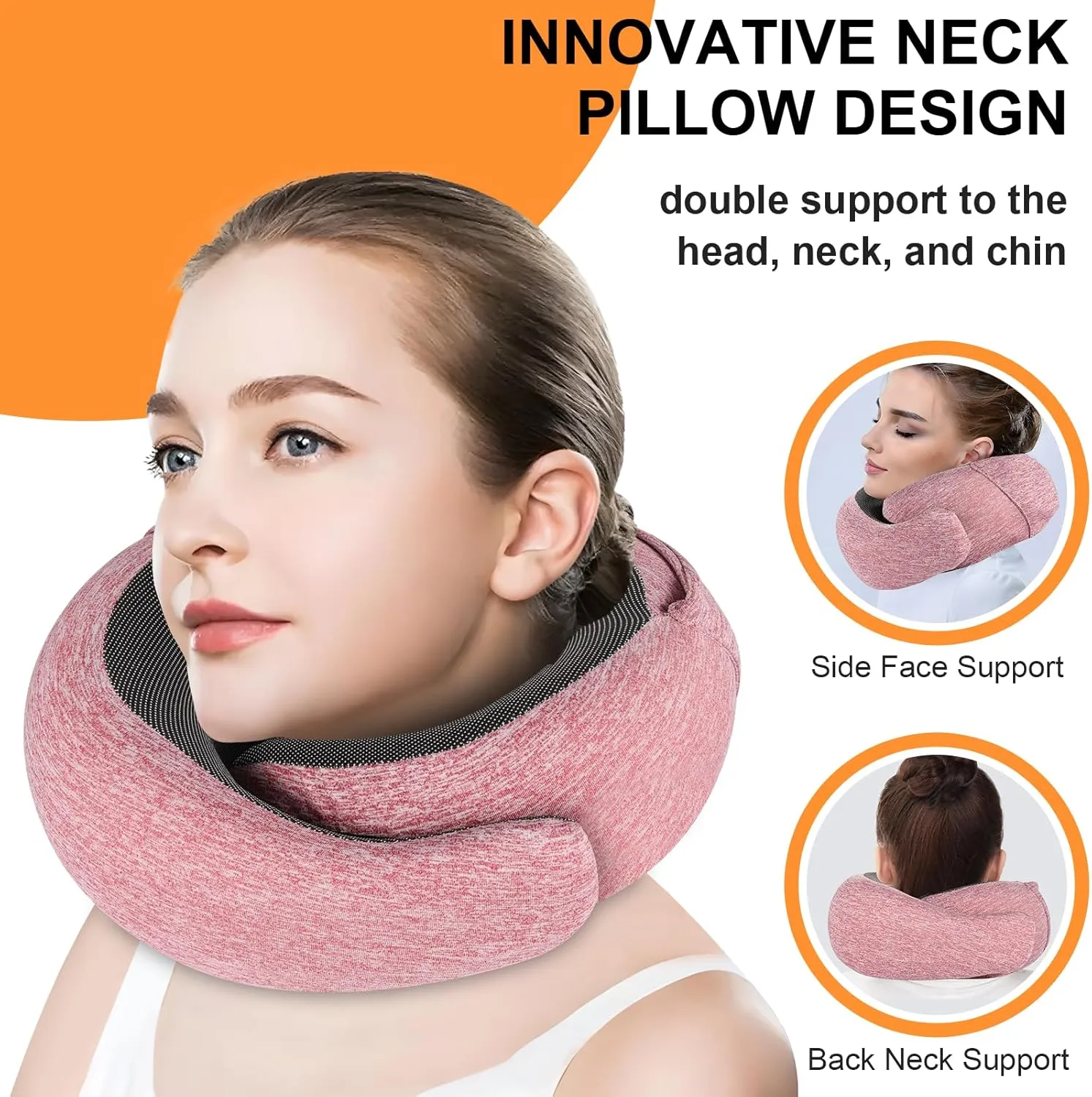 Travel Pillow - Hooded Neck Pillow Airplane, Memory Foam Pillow for Plane, Office, Cars Sleeping, Long Flight Must Haves, Road Trip Essentials Accessories for Adults (Red)