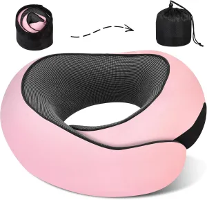 Travel Pillow Travel Neck Pillow, Memory Foam Neck Pillow Airplane, 360 Degree Support Travel Neck Pillows for Airplanes Offices and Cars, Soft Stowable Airplane Pillow for Traveling