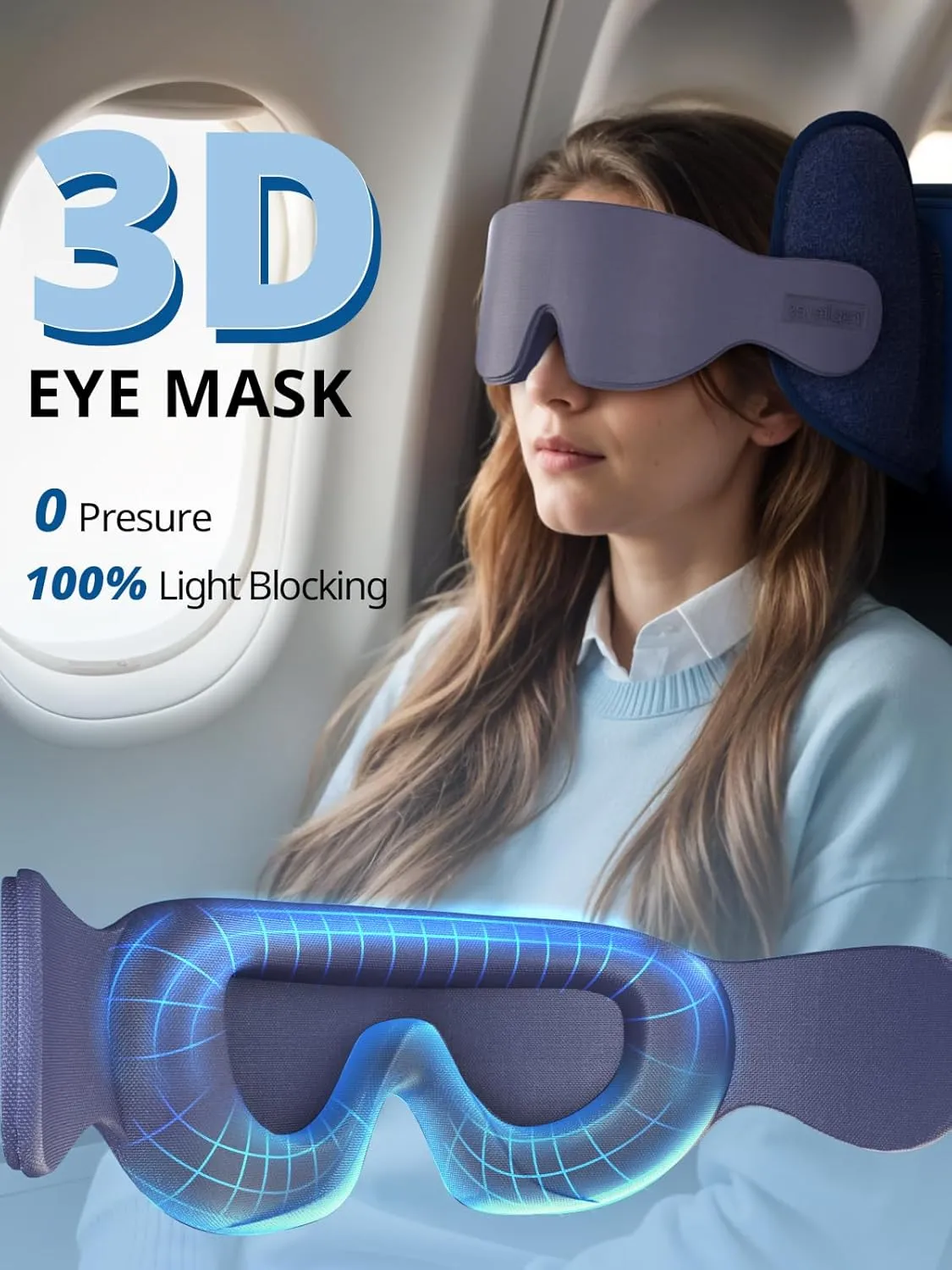 Travel Pillows for Airplanes, Airplane Pillow with Sleep Eye Mask, 360° Support Headrest Strap Travel Essentials for Long Flight, Car Trip, No Bobblehead, FSA HSA Eligible, Dark Grey