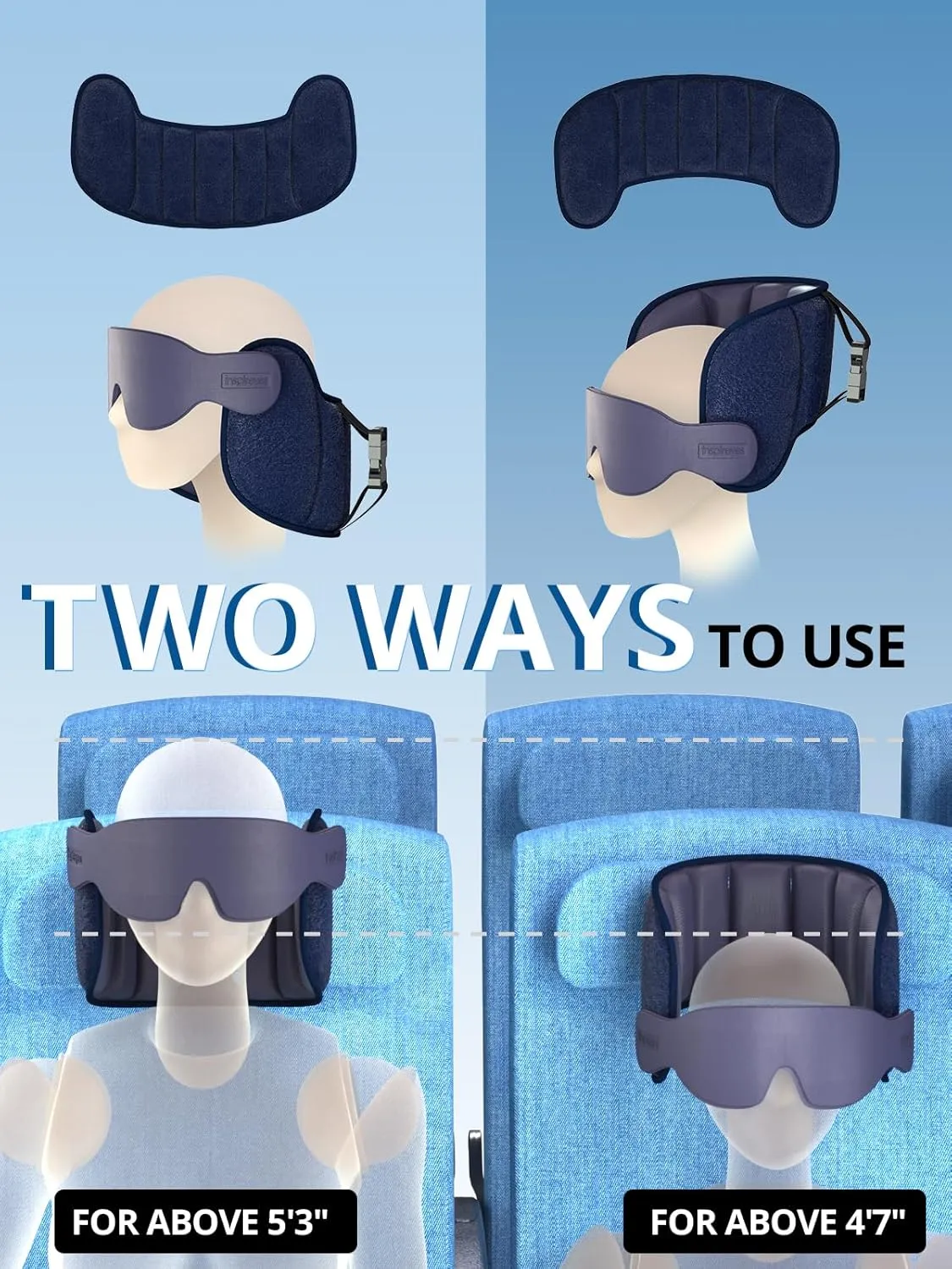 Travel Pillows for Airplanes, Airplane Pillow with Sleep Eye Mask, 360° Support Headrest Strap Travel Essentials for Long Flight, Car Trip, No Bobblehead, FSA HSA Eligible, Dark Grey