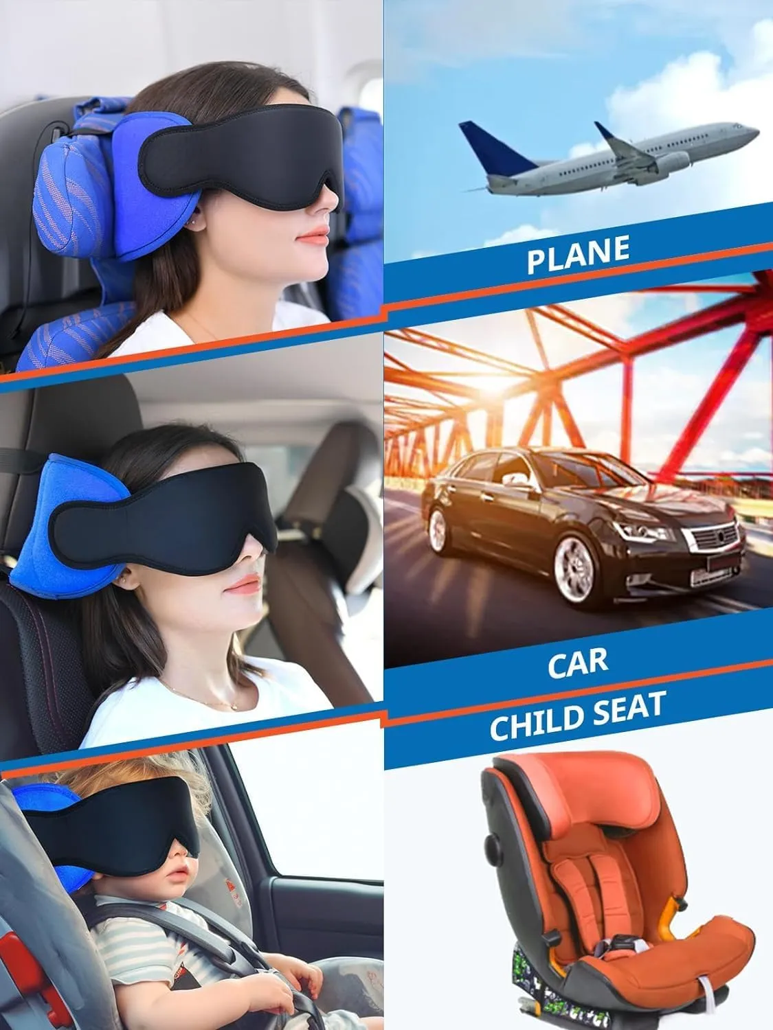 Travel Pillows for Airplanes, Neck Pillow with Eye Mask for Sleeping Long Flights, Travel Pillow for Car, Road Trip Car Headrest, FSA HSA Eligible Approved Travel Accessories, Purple