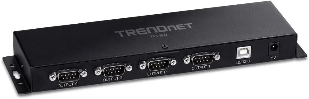 TRENDnet TU-S4, 4-Port USB to Serial RS232 Hub, Black