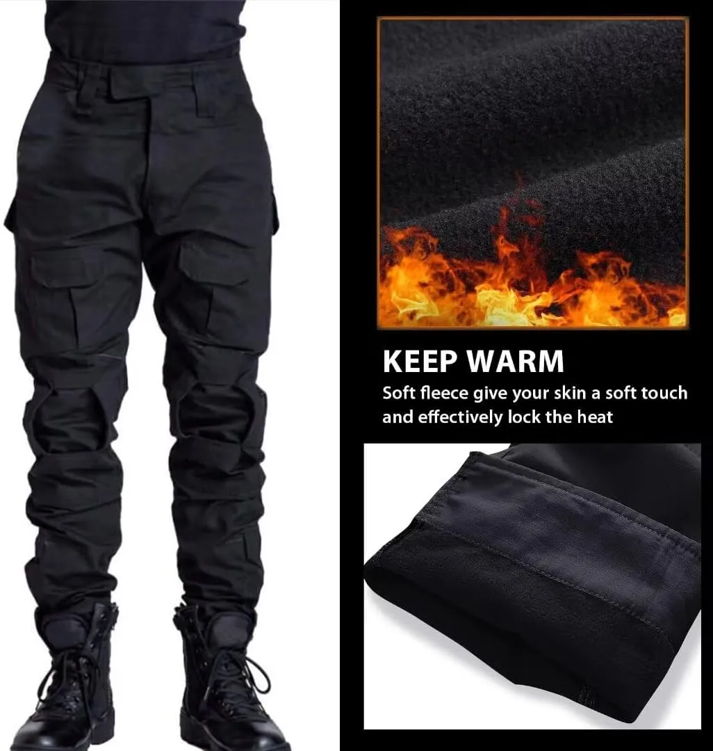 TRGPSG Men's Fleece Lined Hiking Pants, Winter Cargo Pants, Snow Ski Pants Tactical Outdoor Trousers with Multi-Pocket.