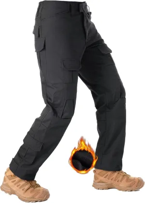 TRGPSG Men's Fleece Lined Hiking Pants, Winter Cargo Pants, Snow Ski Pants Tactical Outdoor Trousers with Multi-Pocket.