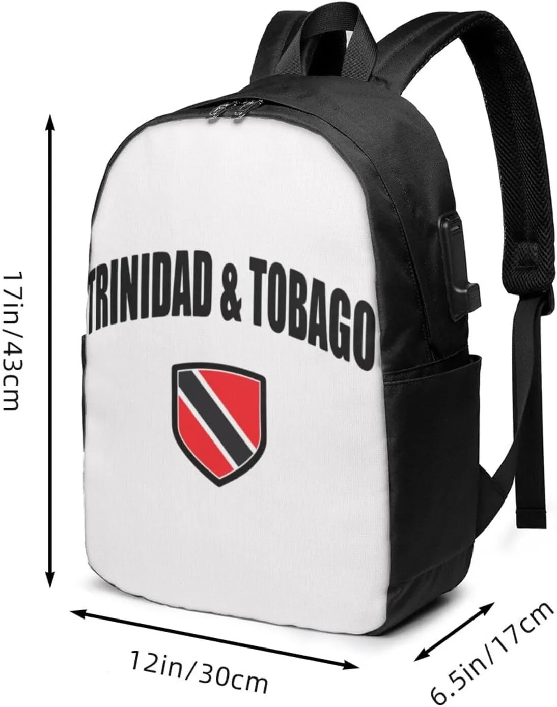 Trinidad Tobago Sport With Patriotic Flag Laptop Backpacks Travel Backpack Casual Business Daypack Sport Rucksack Computer Bag Fits up to 17 Inch Notebook with USB Port