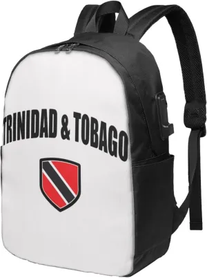 Trinidad Tobago Sport With Patriotic Flag Laptop Backpacks Travel Backpack Casual Business Daypack Sport Rucksack Computer Bag Fits up to 17 Inch Notebook with USB Port