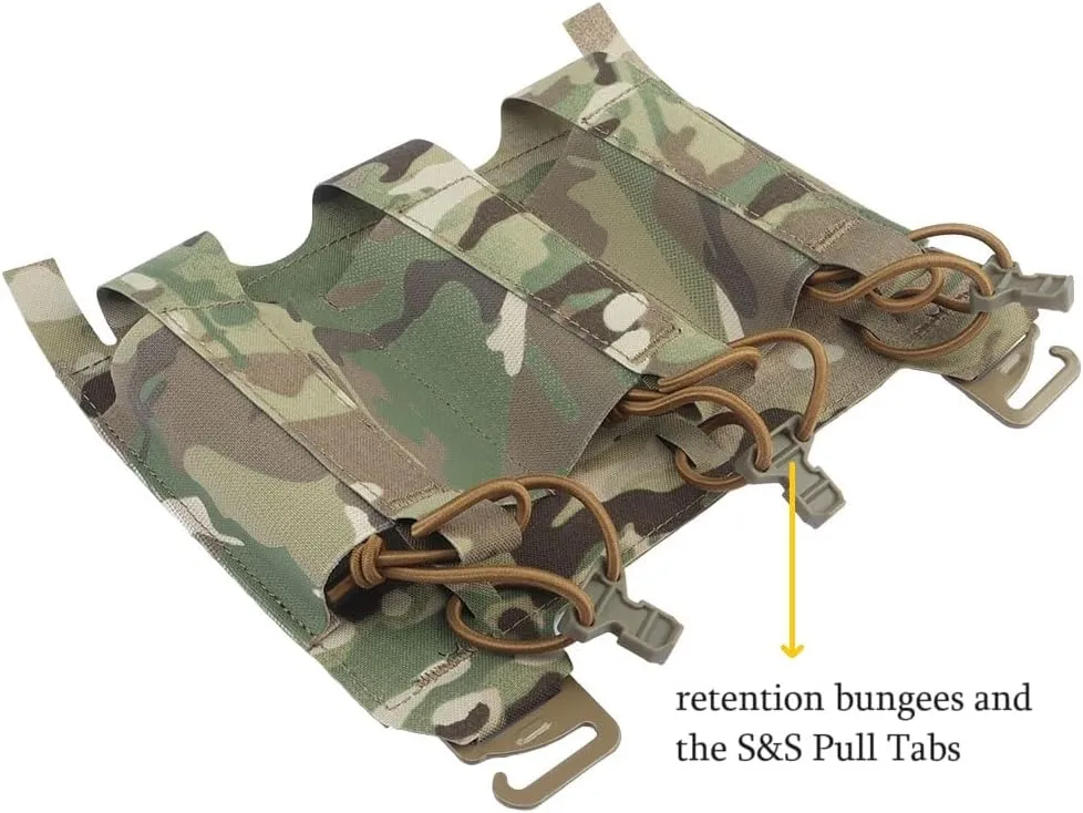 Triple Elastic Mag Front Flap,556 762 Tactical Vest Mag Pouch with G Hooks and Hook Backing