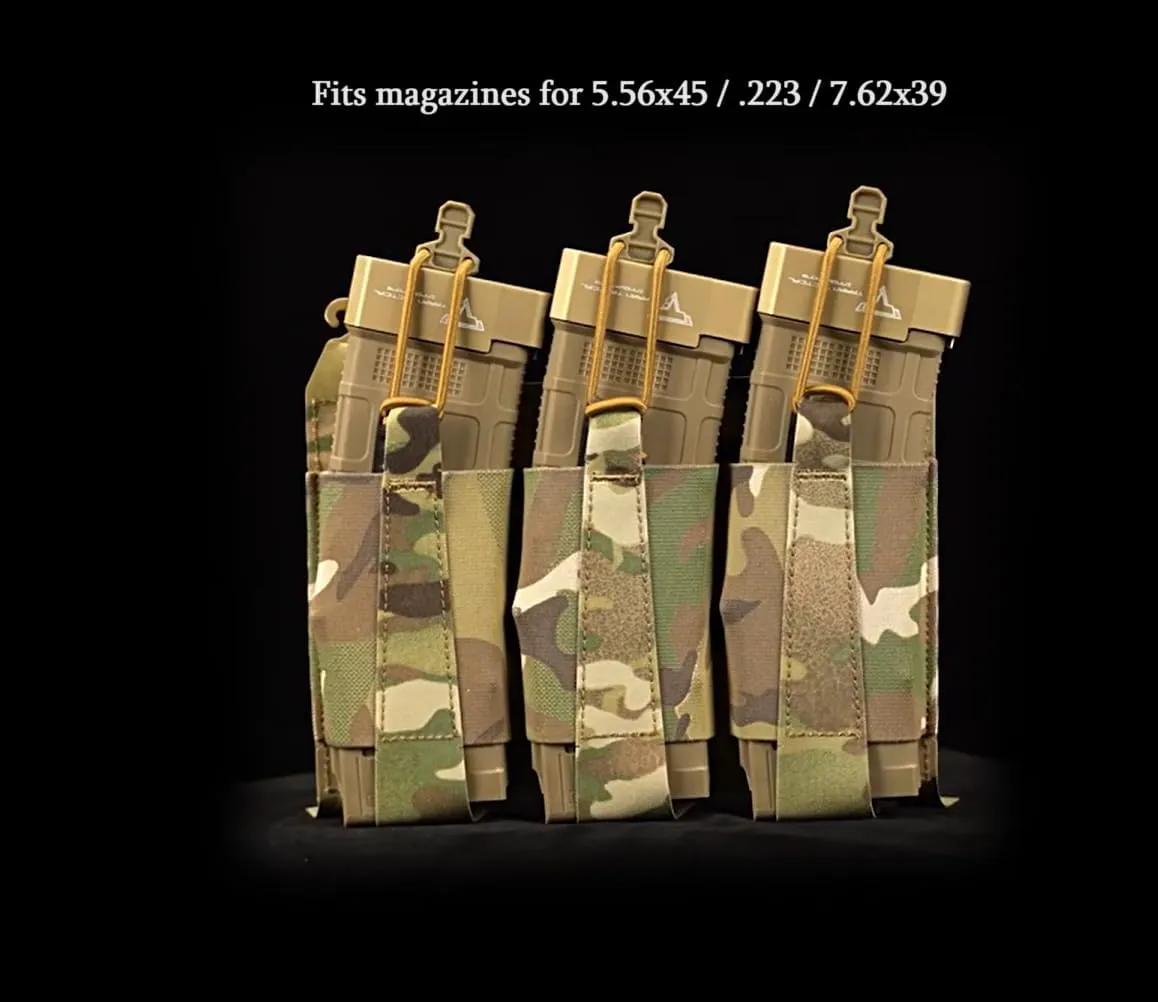 Triple Elastic Mag Front Flap,556 762 Tactical Vest Mag Pouch with G Hooks and Hook Backing
