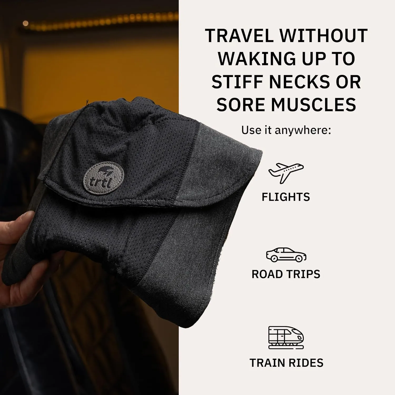 trtl Travel Pillow Cool for Neck Support- Cooling Neck Pillow with Cushioning Foam for Stability and Comfort, Breathable Fabric, Lightweight and Easy to Carry