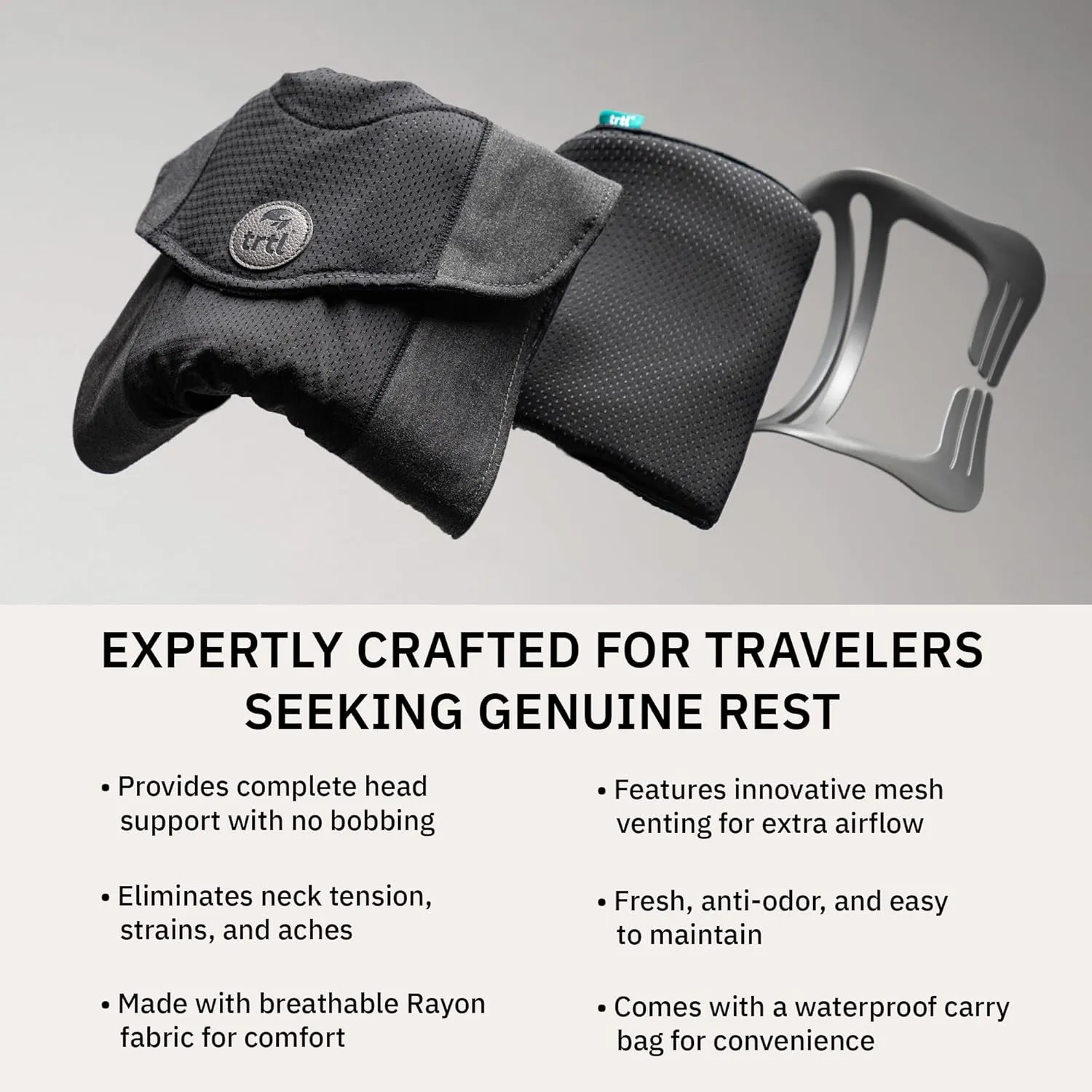 trtl Travel Pillow Cool for Neck Support- Cooling Neck Pillow with Cushioning Foam for Stability and Comfort, Breathable Fabric, Lightweight and Easy to Carry