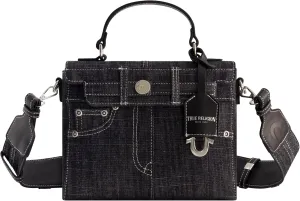 True Religion Women's Shoulder Bag Purse, Jean Pocket Mini Flap Crossbody Handbag with Adjustable Strap