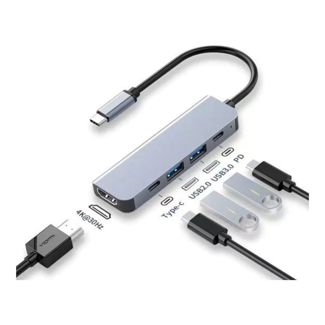 Tuff-Luv 5-in-1 USB-C 4K 30Hz Hub for Notebooks and MacBook Silver MF3801