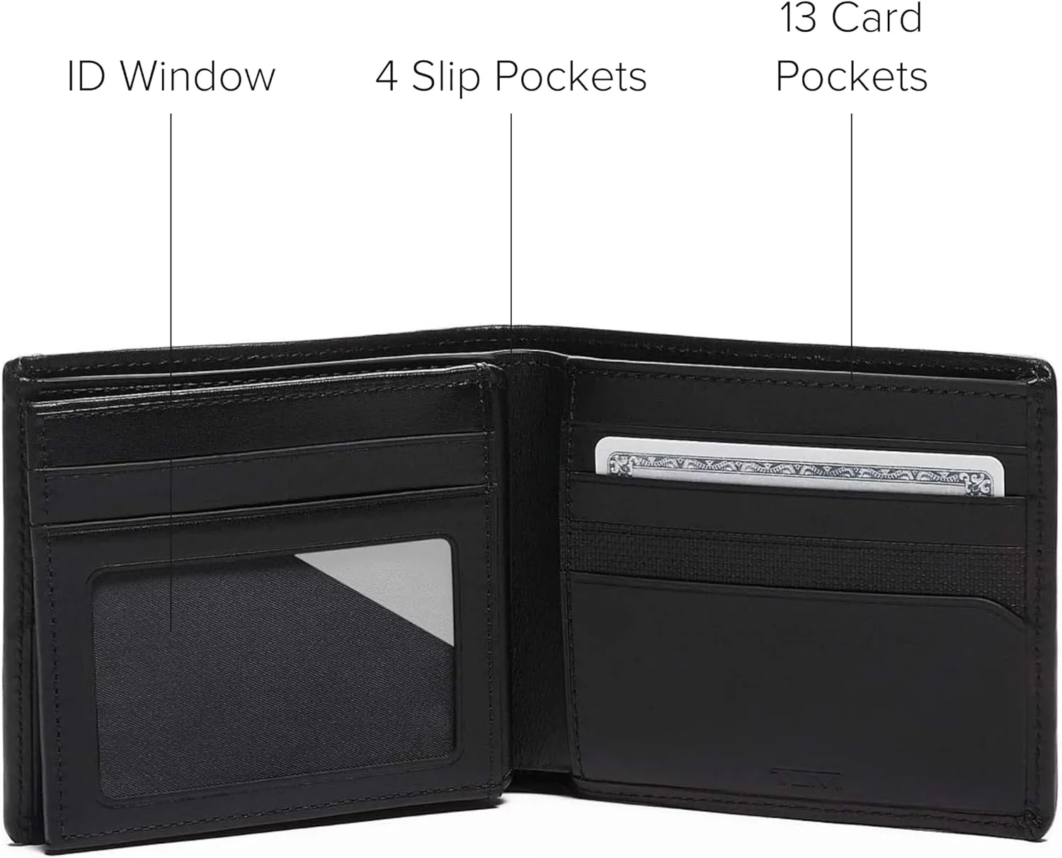 TUMI - Alpha Global Center Flip Passcase - Wallets for Men - Organized Bill Compartment & Hidden Pocket - 3.8" X 4.8" X 1.0" - Black