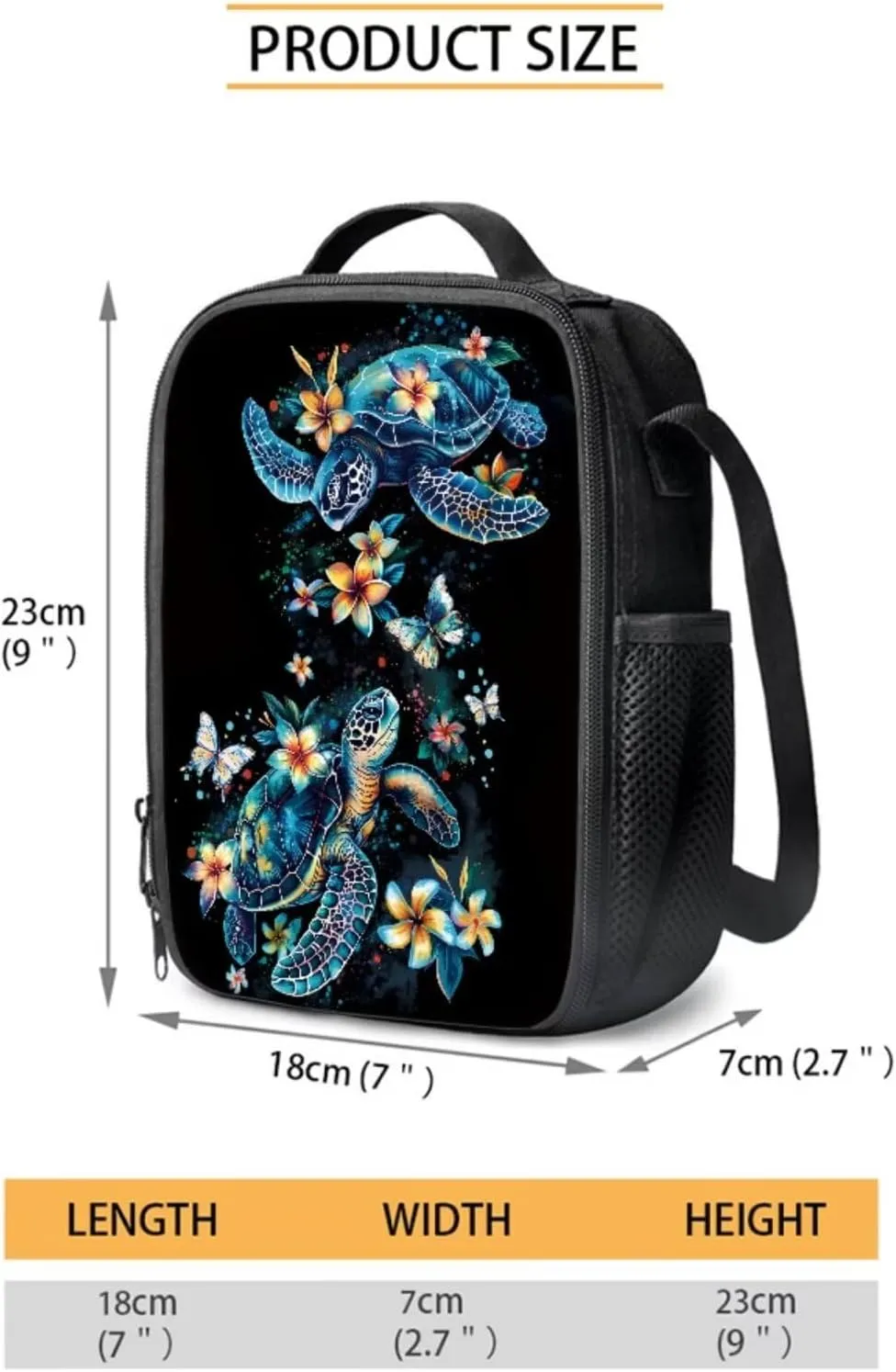 Turtle Preschool Backpack for Girls with Lunch Box Cute Bookbag School Bag Set for Kids Floral Kindergarten Backpack Children Book Bag 15.7 inch Travel Daypack Back Pack