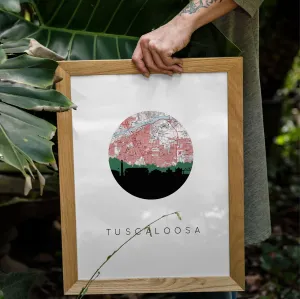 Tuscaloosa Alabama Skyline Art Print - Vintage Map with Framed or Unframed Options - Multiple Sizes Available