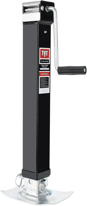 TYT 8000lbs Square Direct Weld Heavy Duty Trailer Jack, 15 Inches Lift Side Wind Square Jack, with 13 Inches Adjustable Drop Leg for Camping Trailer, Boat Trailers, RV Trailers, Black