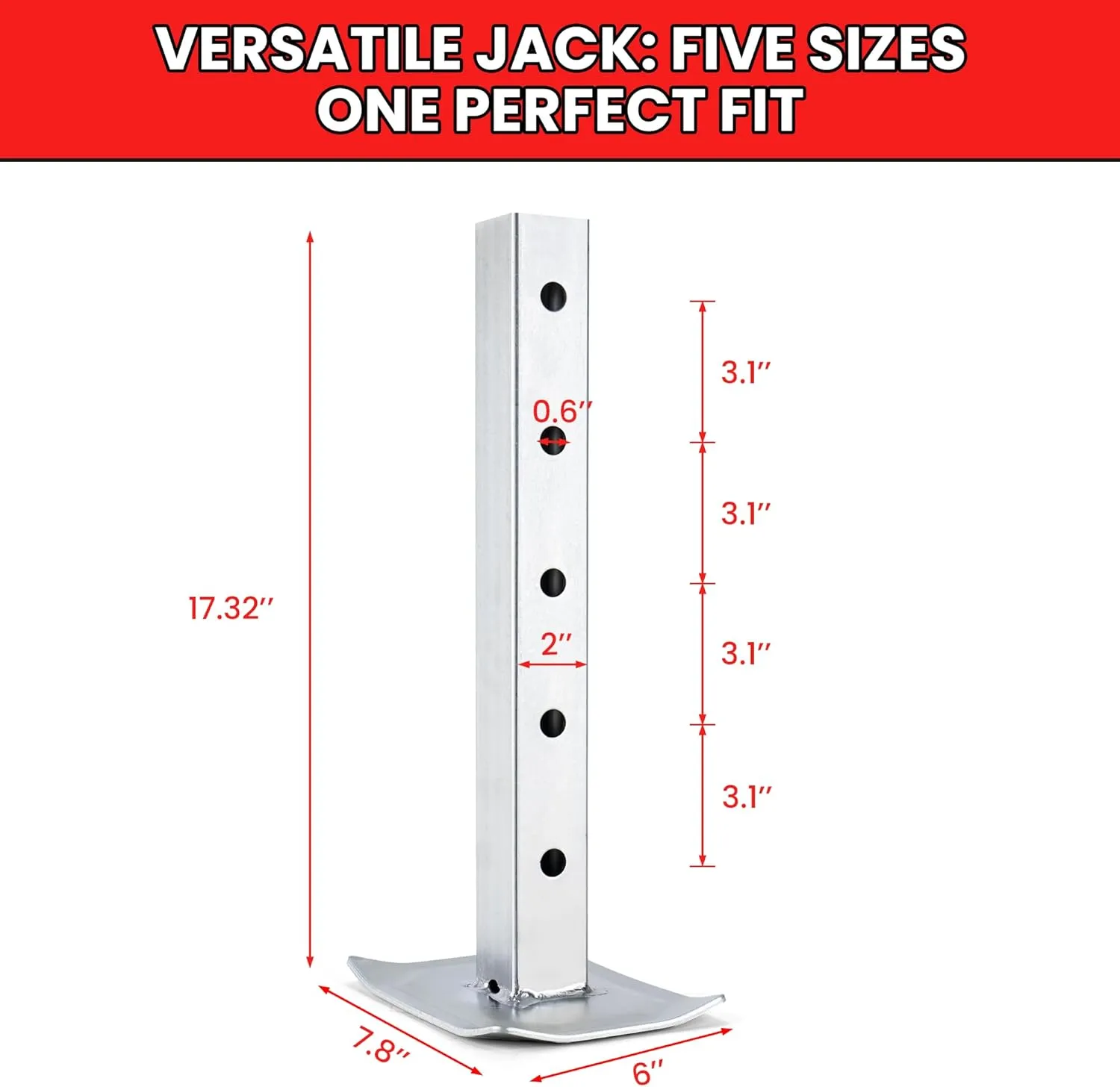 TYT 8000lbs Square Direct Weld Heavy Duty Trailer Jack, 15 Inches Lift Side Wind Square Jack, with 13 Inches Adjustable Drop Leg for Camping Trailer, Boat Trailers, RV Trailers, Black