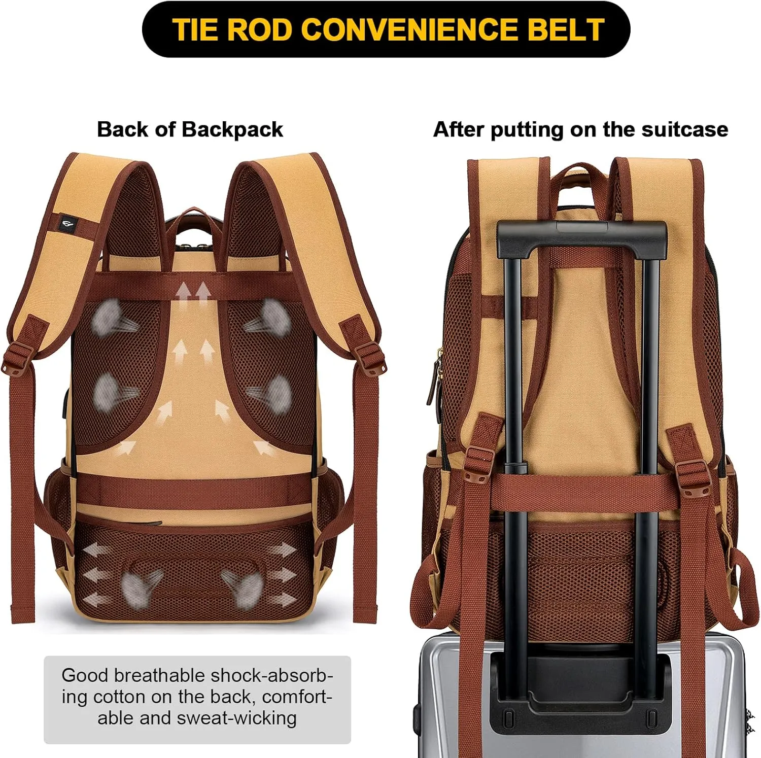 Tzowla Canvas Laptop Backpack, Bag for Men Women,Travel Work Rucksack Fits 15.6 Inch Laptop, Bookbag with USB Charging Port
