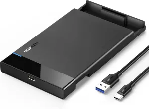 UGREEN 2.5" Hard Drive Enclosure USB C 3.1 Gen 2 to SATA III 6Gbps for SSD HDD 9.5 7mm External Hard Drive Disk Case with UASP Compatible with WD Seagate Toshiba Samsung Hitachi PS4 Xbox Router