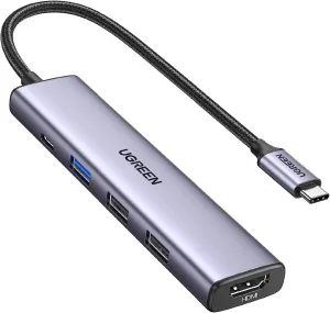 UGREEN Revodok 105 USB C Hub 5 in 1 Multiport Adapter 4K HDMI, 100W Power Delivery, 3 USB-A Data Ports, USB C Dongle for MacBook Pro/Air, iPad Pro, iMac, iPhone 15 Pro/Pro Max, XPS, Thinkpad