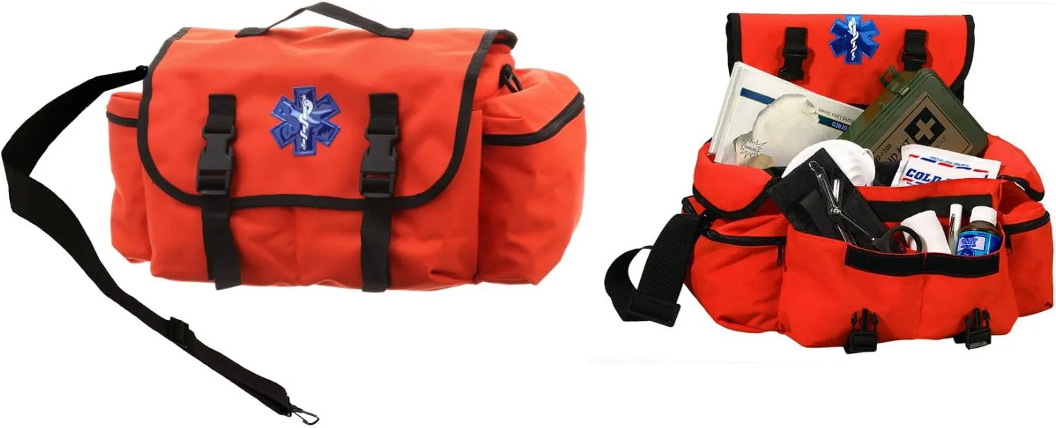 Ultimate Arms Gear Deluxe Heavy Duty Bright High Visibility Orange EMS/EMT Emergency Medical Paramedic Rescue Supplies Gear Pack Trauma Equipment First Aid Kit Carry Rescue Shoulder Bag