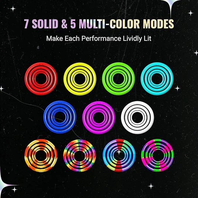 UltraPoi Digi Poi Set - Rechargeable Pocket LED Glow Stick Poi - Rainbow Light Stick with S Hook Clip & Lanyard - Customizable & Wearable LED Concert Light Stick for Poi, Camping, Backpacks & Parties