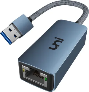 uni USB to Ethernet Adapter, Driver Free USB 3.0 to Gigabit Ethernet LAN Network Adapter, 100/1000 Mbps RJ45 Internet Adapter Compatible with MacBook, Surface, Laptop PC with Windows, XP, Mac/Linux