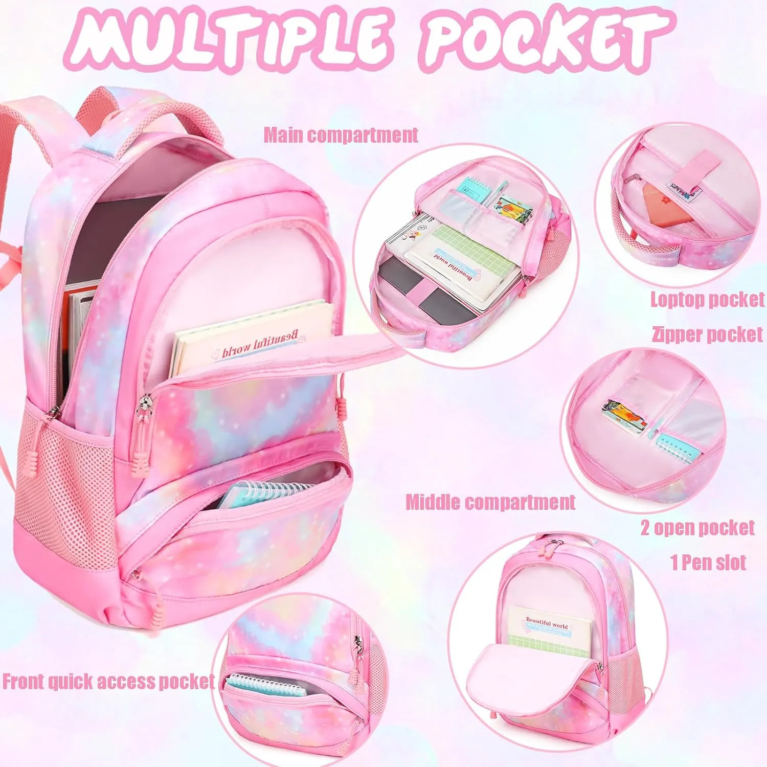 Unicorn Backpack for Girls School Backpack for Girls Unicorn Bookbag School Bag Set for Elementary Back to School