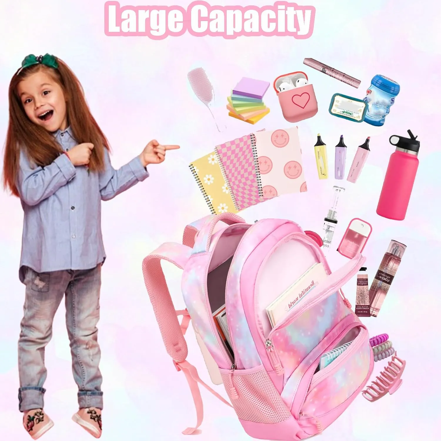 Unicorn Backpack for Girls School Backpack for Girls Unicorn Bookbag School Bag Set for Elementary Back to School