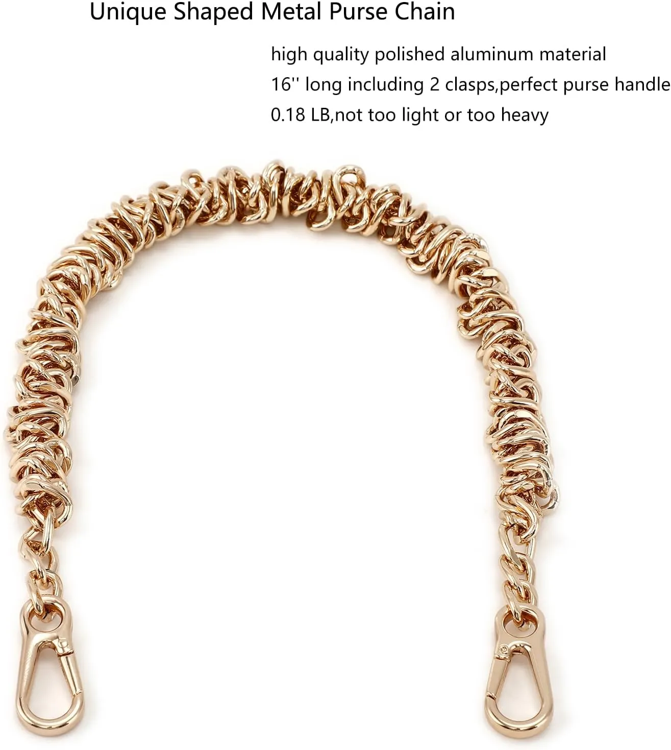 Unique Metal Bag Chains Purse Handles Shoulder Strap Replacement Accessories Charms for Handbags(Gold 16 Inch)