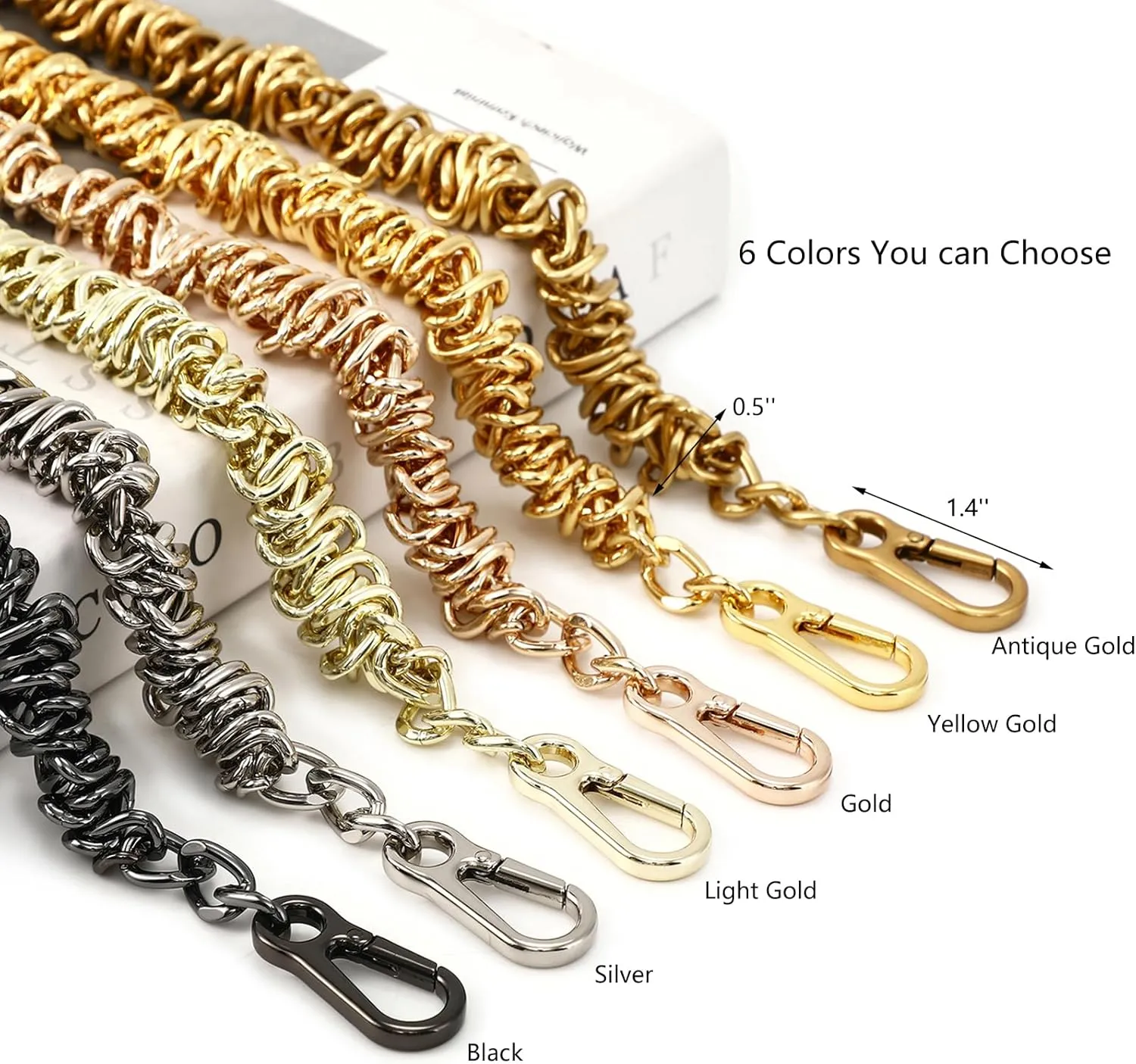 Unique Metal Bag Chains Purse Handles Shoulder Strap Replacement Accessories Charms for Handbags(Gold 16 Inch)