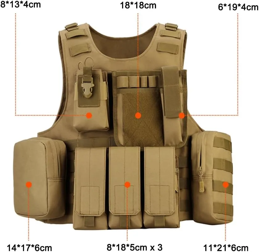 UNISTRENGH Tactical MOLLE Vest Military Airsoft Vest Adjustable Combat Training Vest for Hunting,Fishing,Army Fans,CS Game