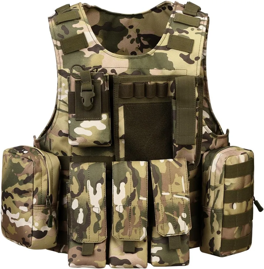 UNISTRENGH Tactical MOLLE Vest Military Airsoft Vest Adjustable Combat Training Vest for Hunting,Fishing,Army Fans,CS Game