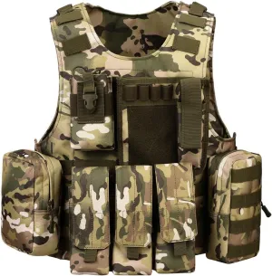 UNISTRENGH Tactical MOLLE Vest Military Airsoft Vest Adjustable Combat Training Vest for Hunting,Fishing,Army Fans,CS Game