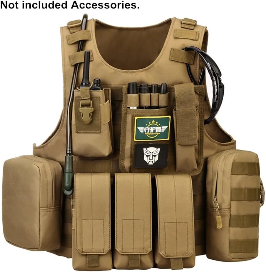 UNISTRENGH Tactical MOLLE Vest Military Airsoft Vest Adjustable Combat Training Vest for Hunting,Fishing,Army Fans,CS Game