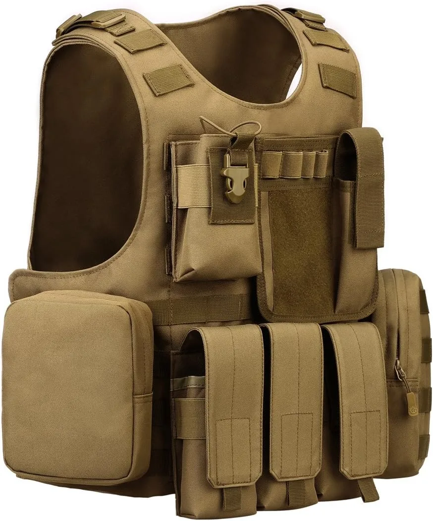 UNISTRENGH Tactical MOLLE Vest Military Airsoft Vest Adjustable Combat Training Vest for Hunting,Fishing,Army Fans,CS Game