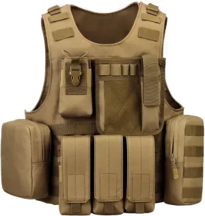 UNISTRENGH Tactical MOLLE Vest Military Airsoft Vest Adjustable Combat Training Vest for Hunting,Fishing,Army Fans,CS Game