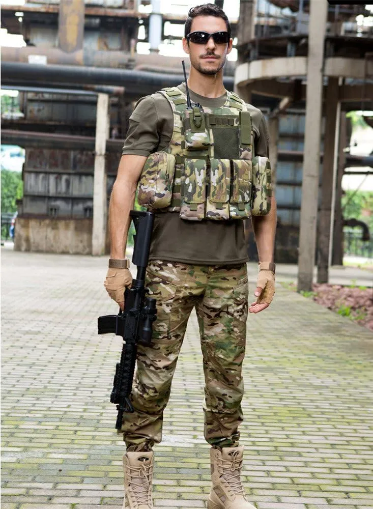 UNISTRENGH Tactical MOLLE Vest Military Airsoft Vest Adjustable Combat Training Vest for Hunting,Fishing,Army Fans,CS Game