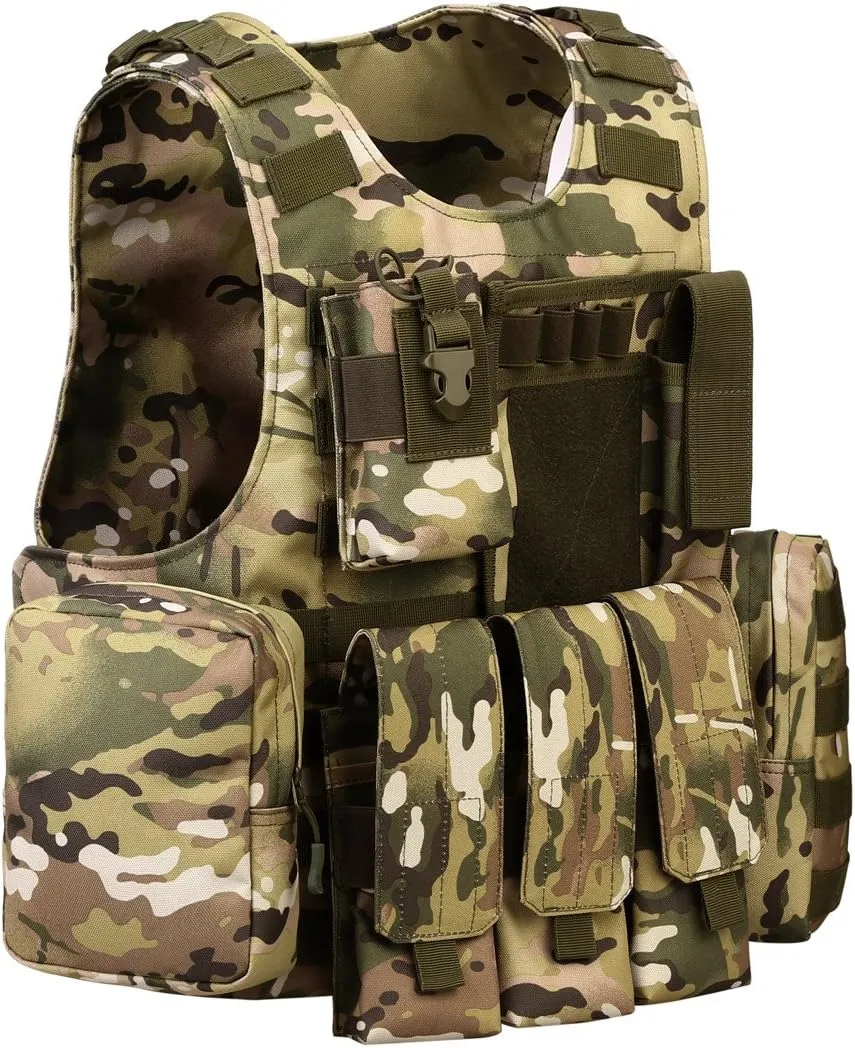 UNISTRENGH Tactical MOLLE Vest Military Airsoft Vest Adjustable Combat Training Vest for Hunting,Fishing,Army Fans,CS Game