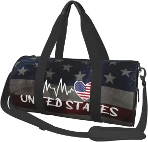 United States Heartbeat Duffel Bag Gym Bag Travel Sports Tote Large Foldable Beach Swim Yoga2