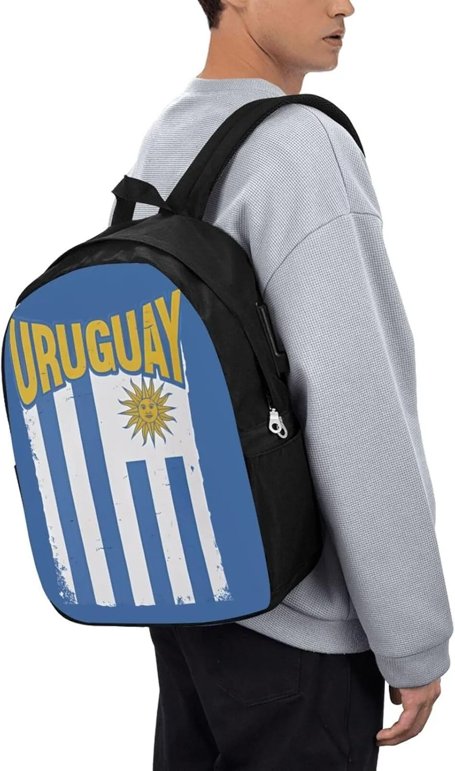 Uruguay Uruguayan Flag Laptop Backpacks Travel Backpack Casual Business Daypack Sport Rucksack Computer Bag Fits up to 17 Inch Notebook with USB Port