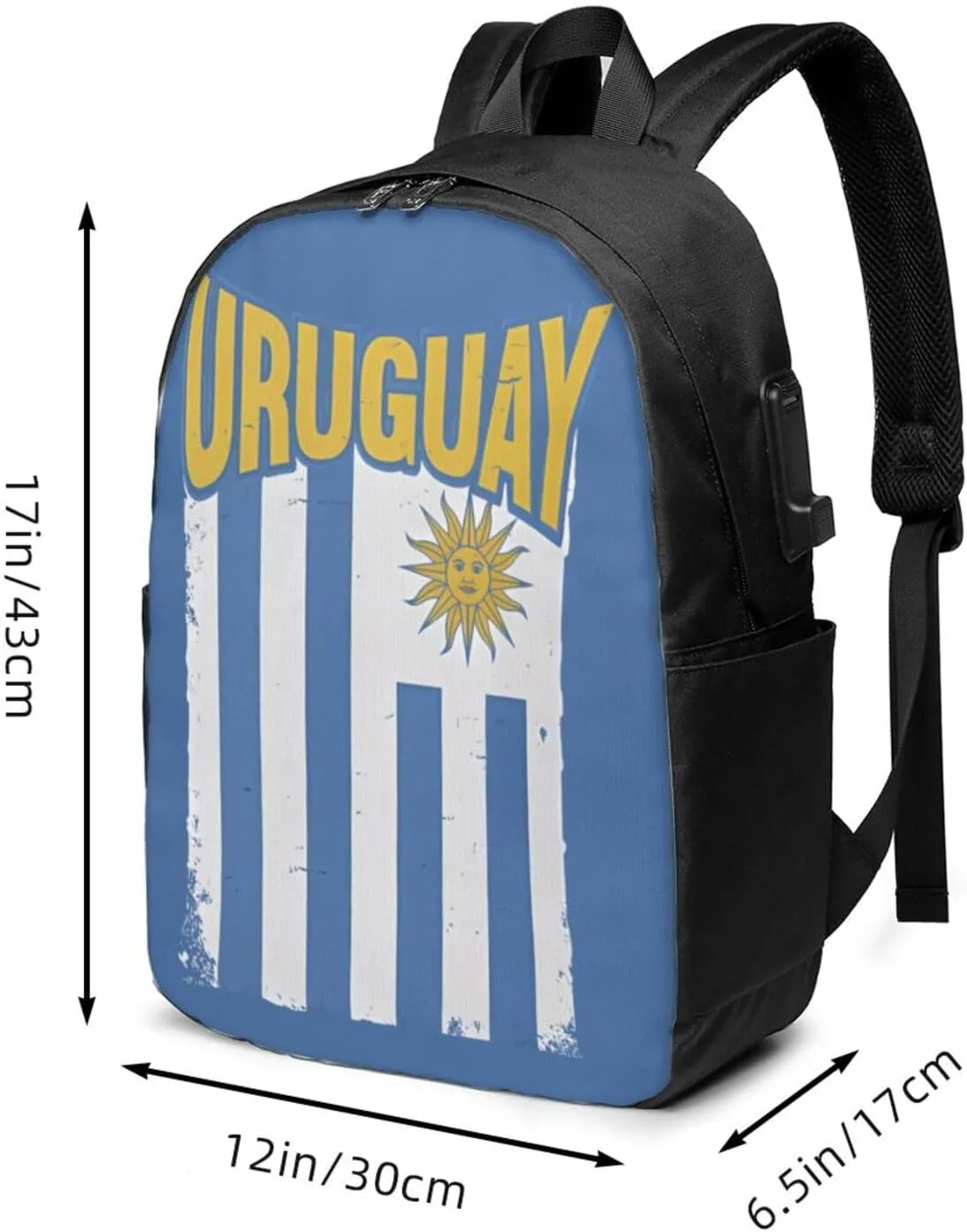 Uruguay Uruguayan Flag Laptop Backpacks Travel Backpack Casual Business Daypack Sport Rucksack Computer Bag Fits up to 17 Inch Notebook with USB Port