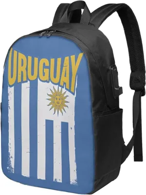 Uruguay Uruguayan Flag Laptop Backpacks Travel Backpack Casual Business Daypack Sport Rucksack Computer Bag Fits up to 17 Inch Notebook with USB Port