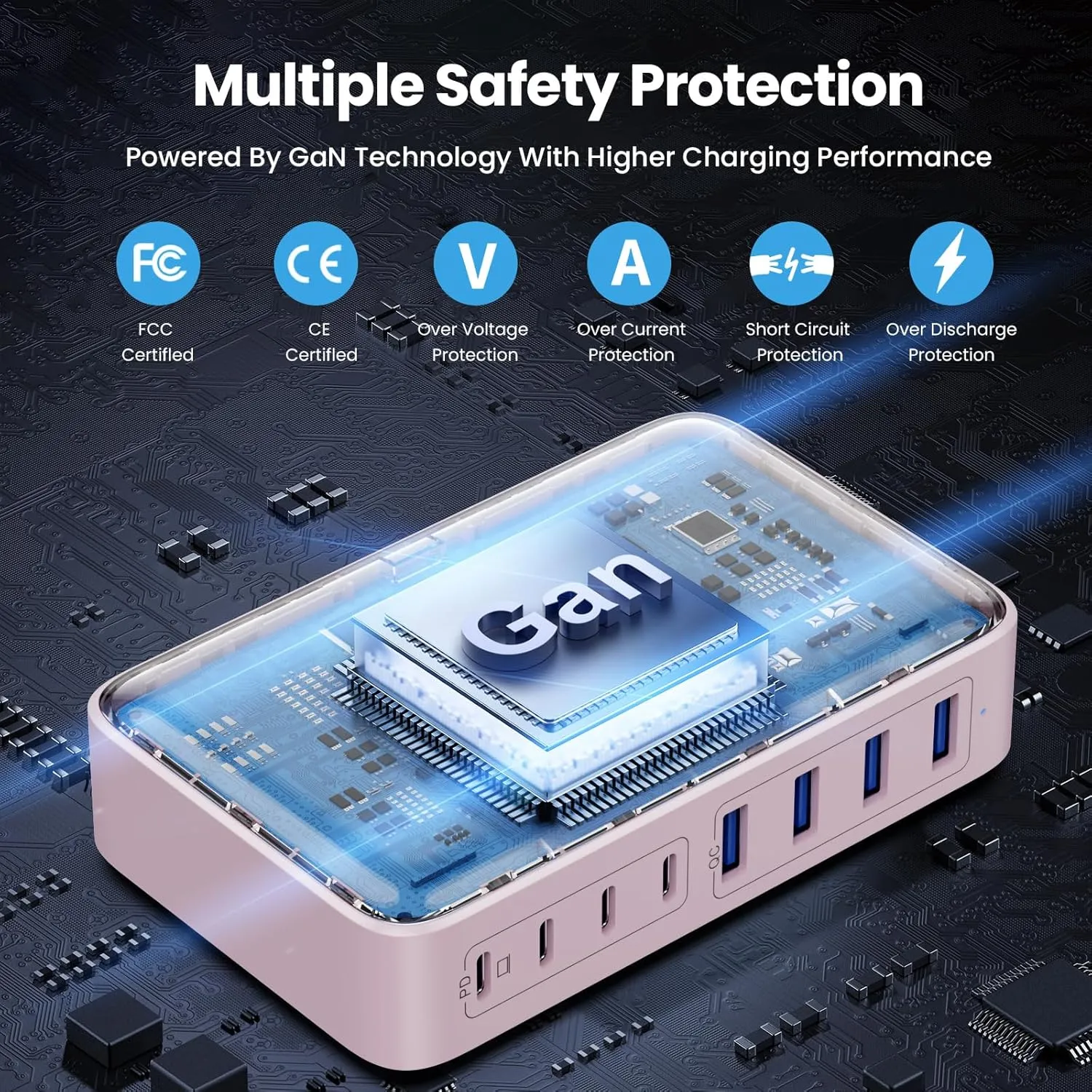 USB C Charger 200W USB C Charger Block,Upgraded GaN III 8-Port Fast Charging Station Hub,PD 65W Laptop Charger Adapter Compatible with MacBook Pro/Air,DELL,Steam Deck,iPhone 15/14/13,Galaxy S23/22 etc